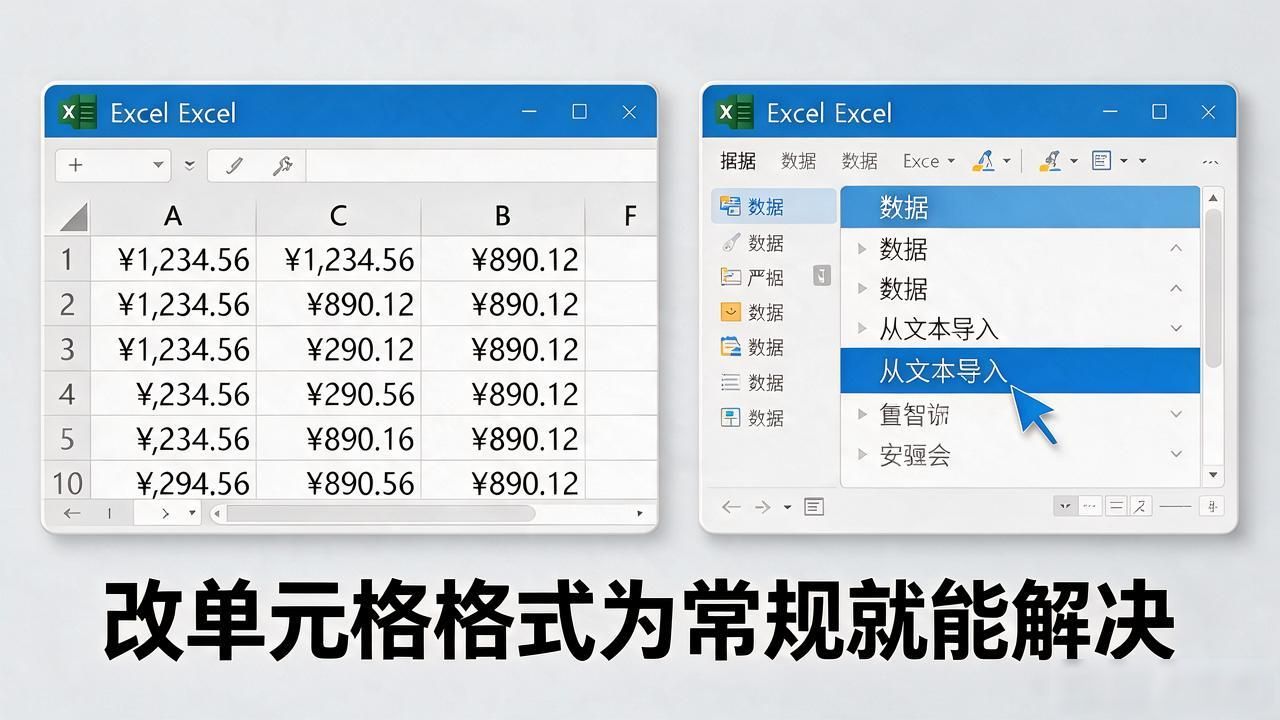 excel数字变货币显示，改单元格格式为常规就能解决