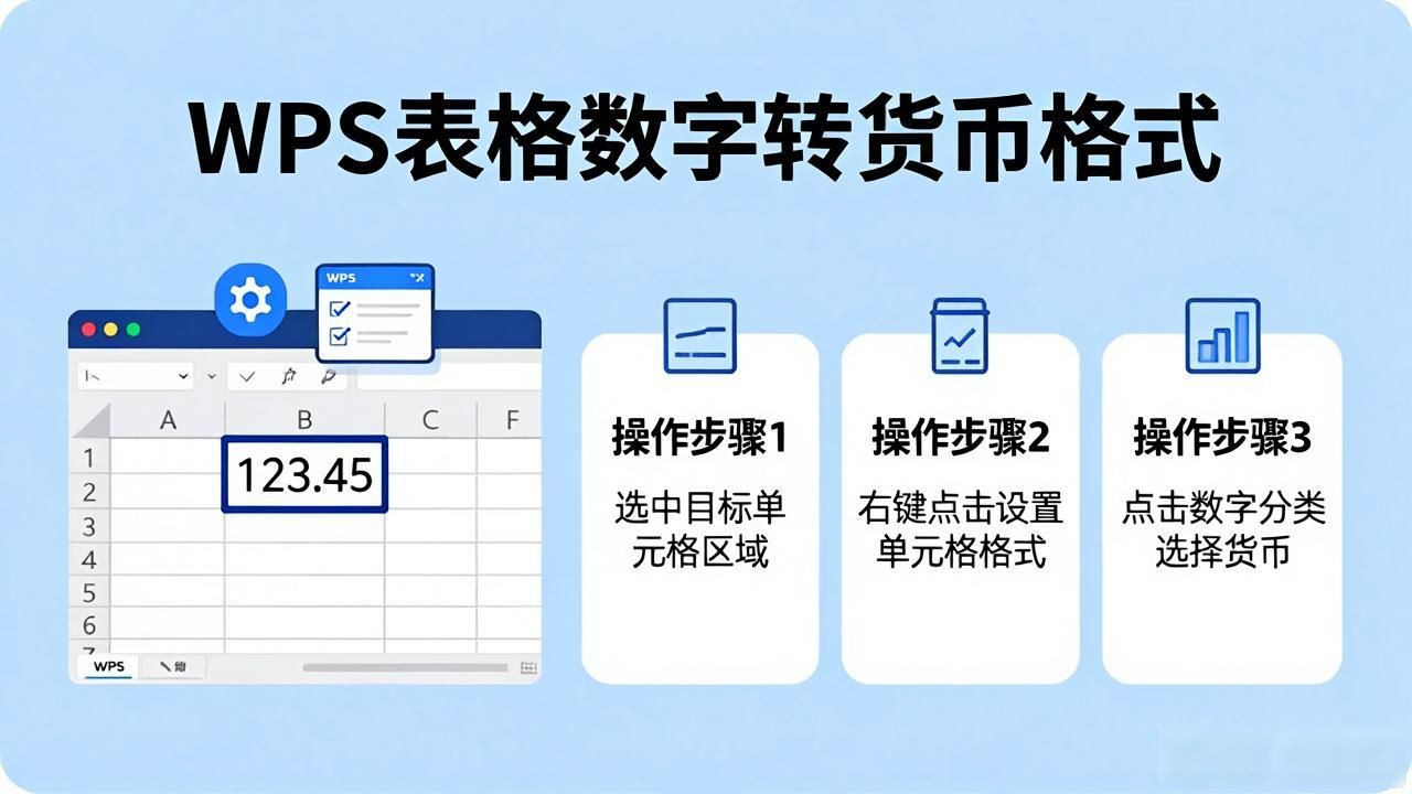 WPS表格数字变货币格式教程
