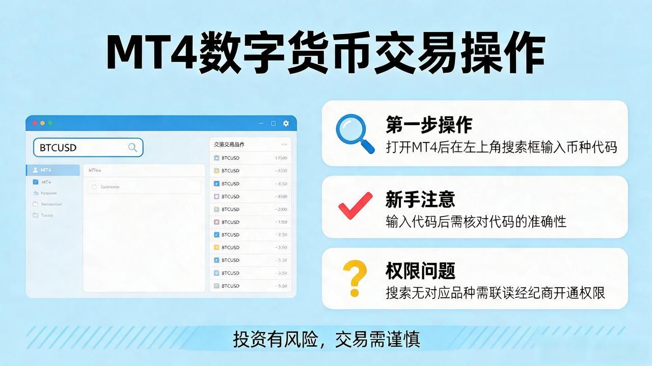MT4数字货币交易操作流程_MT4平台如何交易数字货币_mt4怎么做数字货币